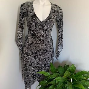 Mandee Black and White Midi Dress